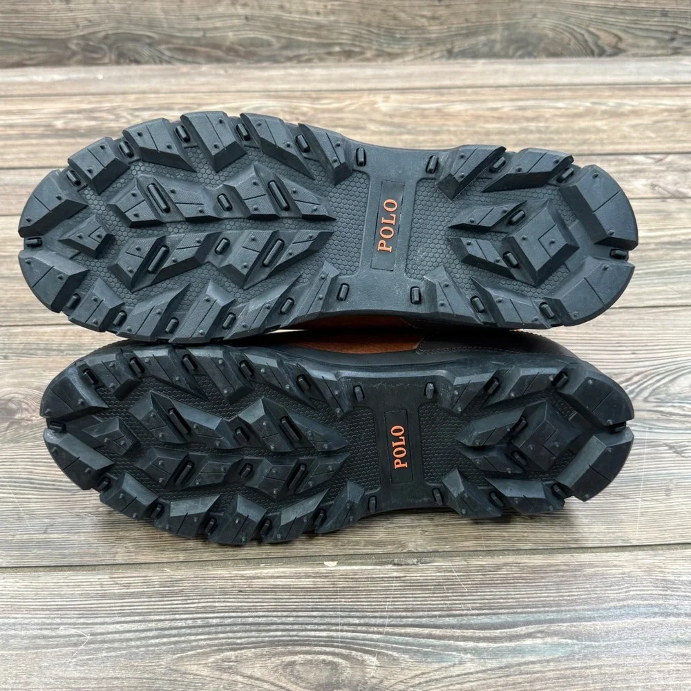 Polo Ralph Lauren Mens Size 13 Oslo Chelsea Boots Brown Leather Lug Sole New - Picture 8 of 8